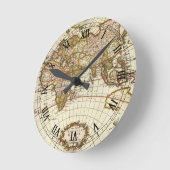 Antiek Oude Wereldkaart van Frederick de Wit, ca.  Ronde Klok (Hoek)