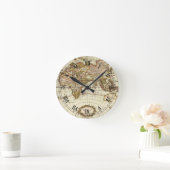 Antiek Oude Wereldkaart van Frederick de Wit, ca.  Ronde Klok (Huis)