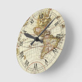 Antiek Oude Wereldkaart van Frederick de Wit, ca. Ronde Klok (Hoek)