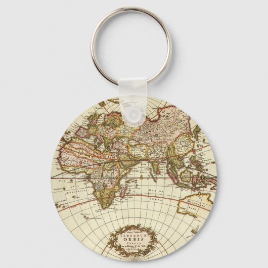 Antiek Oude Wereldkaart van Frederick de Wit, ca.  Sleutelhanger (Voorkant)