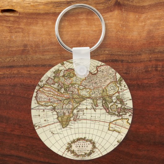 Antiek Oude Wereldkaart van Frederick de Wit, ca.  Sleutelhanger (Voorkant)