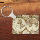 Antiek Oude Wereldkaart van Frederick de Wit, ca.  Sleutelhanger (Achterkant)
