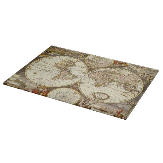 Antiek Oude Wereldkaart van Frederick de Wit, ca.  Snijplank (Hoek)