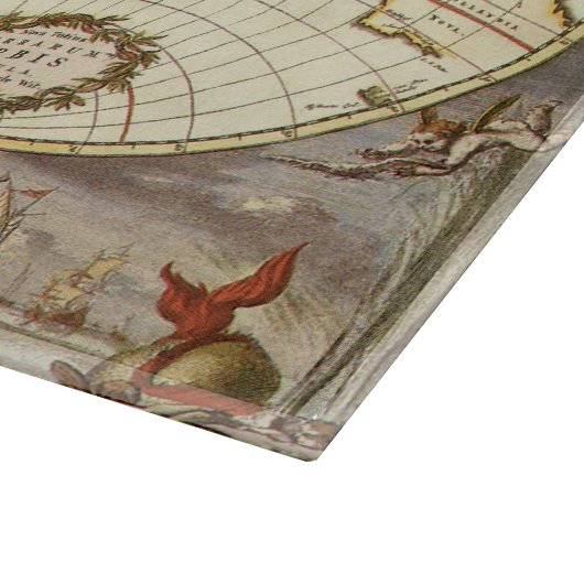 Antiek Oude Wereldkaart van Frederick de Wit, ca.  Snijplank (Hoek)