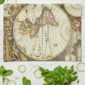 Antiek Oude Wereldkaart van Frederick de Wit, ca. Theedoek (Gevouwen)