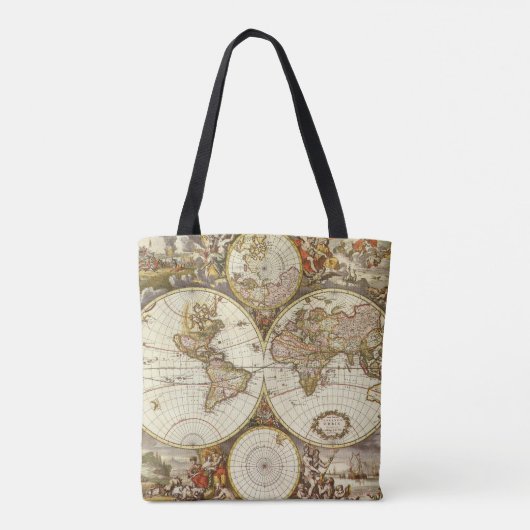 Antiek Oude Wereldkaart van Frederick de Wit, ca. Tote Bag (Achterkant)