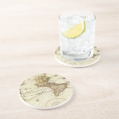 Antiek Oude Wereldkaart van Frederick de Wit, ca.  Zandsteen Onderzetter (Zijkant)