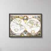 Antiek Oude Wereldkaart van Hendrik Hondius, 1630 Canvas Afdruk (Voorkant)