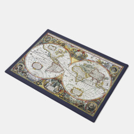 Antiek Oude Wereldkaart van Hendrik Hondius, 1630 Deurmat
