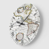 Antiek Oude Wereldkaart van Hendrik Hondius, 1630 Grote Klok (Hoek)