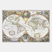 Antiek Oude Wereldkaart van Hendrik Hondius, 1630 Inpakpapier Vel (Voorkant)