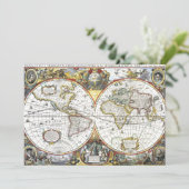 Antiek Oude Wereldkaart van Hendrik Hondius, 1630 Kaart (Staand voorkant)