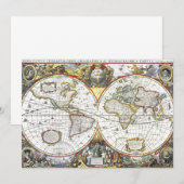 Antiek Oude Wereldkaart van Hendrik Hondius, 1630 Kaart (Voorkant / Achterkant)