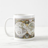 Antiek Oude Wereldkaart van Hendrik Hondius, 1630 Koffiemok (Links)