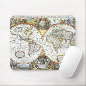 Antiek Oude Wereldkaart van Hendrik Hondius, 1630 Muismat (Met muis)