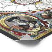 Antiek Oude Wereldkaart van Hendrik Hondius, 1630 Poster (Hoek)