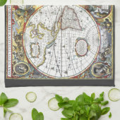 Antiek Oude Wereldkaart van Hendrik Hondius, 1630 Theedoek (Gevouwen)