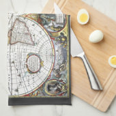 Antiek Oude Wereldkaart van Hendrik Hondius, 1630 Theedoek (Quarter Fold)