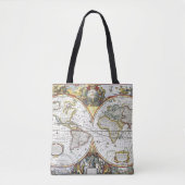 Antiek Oude Wereldkaart van Hendrik Hondius, 1630 Tote Bag (Voorkant)