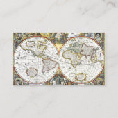 Antiek Oude Wereldkaart van Hendrik Hondius, 1630 Visitekaartje (Achterkant)