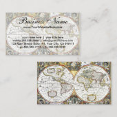 Antiek Oude Wereldkaart van Hendrik Hondius, 1630 Visitekaartje (Voorkant / Achterkant)