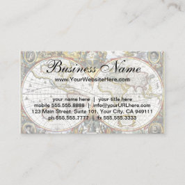 Antiek Oude Wereldkaart van Hendrik Hondius, 1630 Visitekaartje