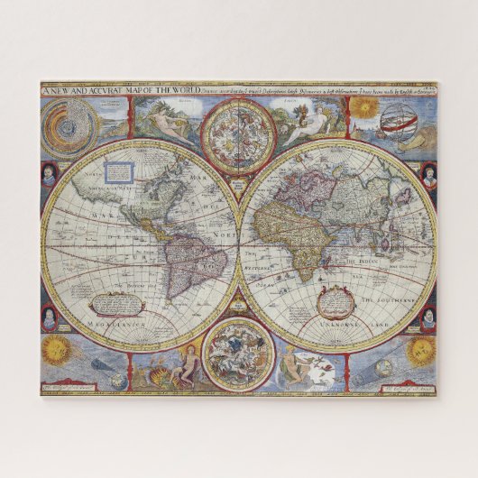 , antiek oude wereldkaart van John Speed 1627: Legpuzzel (Horizontaal)