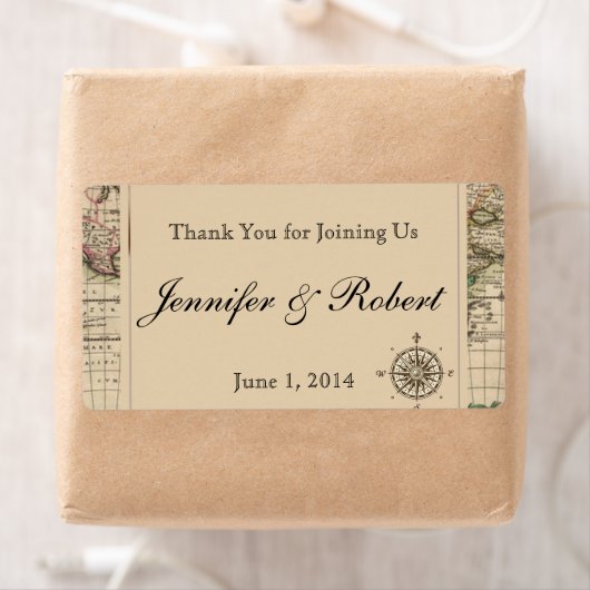 Antiek oude Wereldkaart waterflesetiket Etiket (Insitu)