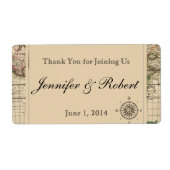 Antiek oude Wereldkaart waterflesetiket Etiket (Voorkant)