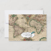 Antiek Oude Wereldkaart Weddenschap Opslaan Datum Save The Date (Achterkant)