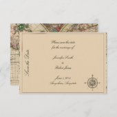 Antiek Oude Wereldkaart Weddenschap Opslaan Datum Save The Date (Voorkant / Achterkant)