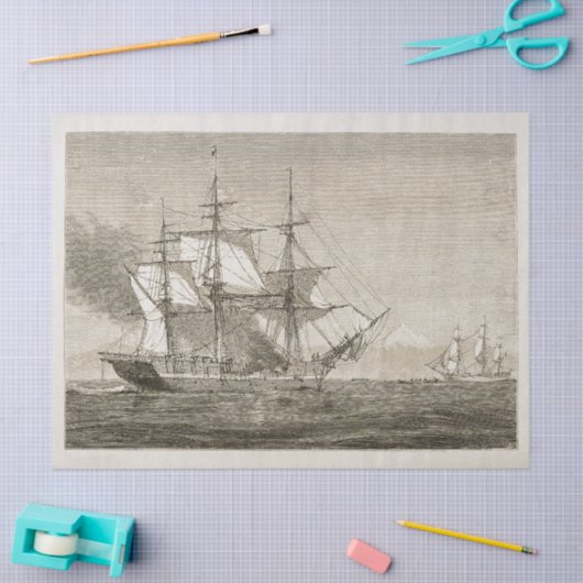 Antiek oude zeilboot Beige Tissuepapier (Craft)