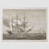 Antiek oude zeilboot Beige Tissuepapier (Voorkant)