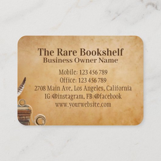 Antiek  Oude Zeldzame Boekenwinkel Visitekaartje (Achterkant)