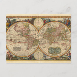 Antiek oude, zeldzame en historische wereldkaart briefkaart