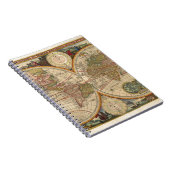 Antiek oude, zeldzame en historische wereldkaart notitieboek (Rechterzijde)