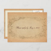 Antiek ovaal perkament RSVP Uitnodiging Briefkaart (Voorkant / Achterkant)