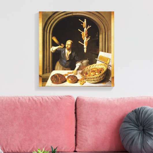 ANTIEK OVEN BAKER, BAKERY BREAD SHOP CANVAS AFDRUK (Insitu (Woonkamer))