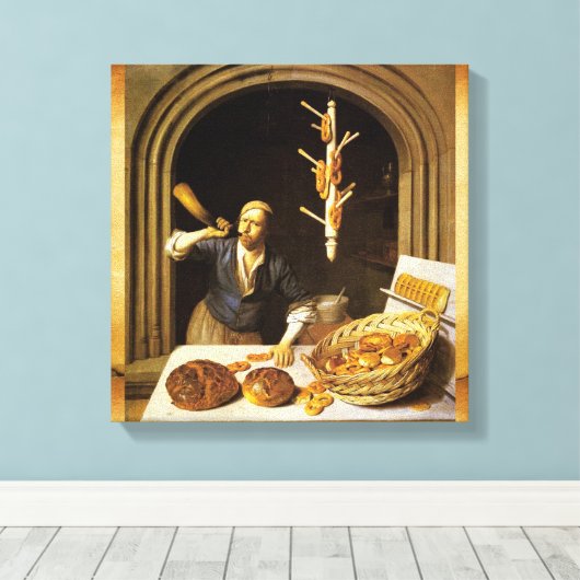 ANTIEK OVEN BAKER, BAKERY BREAD SHOP CANVAS AFDRUK (Insitu (Houten vloer))