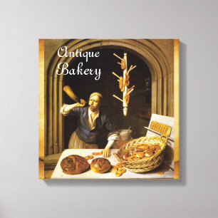ANTIEK OVEN BAKER, BAKERY BREAD SHOP CANVAS AFDRUK