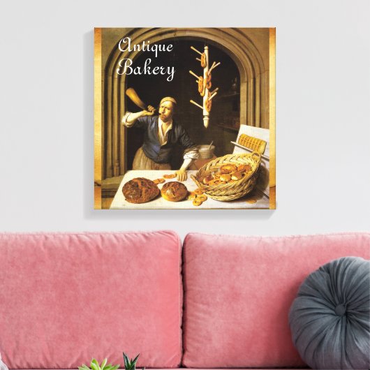 ANTIEK OVEN BAKER, BAKERY BREAD SHOP CANVAS AFDRUK (Insitu (Woonkamer))