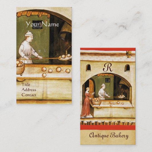 ANTIEK OVEN BAKER, BAKERY BREAD SHOP MONOGRAM VISITEKAARTJE (Voorkant / Achterkant)