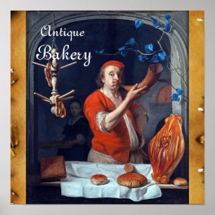 ANTIEK OVEN BAKER, BAKERY BREAD SHOP POSTER