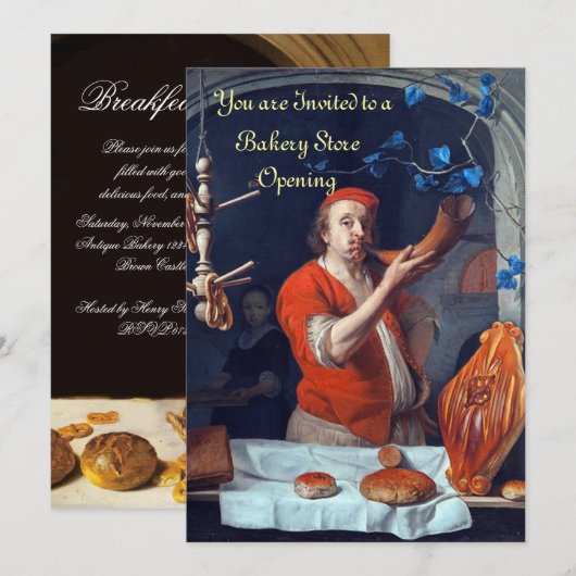 ANTIEK OVEN BAKERY BREAKFEAST PARTY KAART (Voorkant / Achterkant)