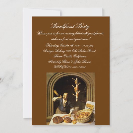 ANTIEK OVEN BAKERY BREAKFEAST PARTY KAART (Achterkant)