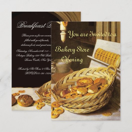 ANTIEK OVEN BAKERY BREAKFEAST PARTY RSVP KAART (Voorkant / Achterkant)