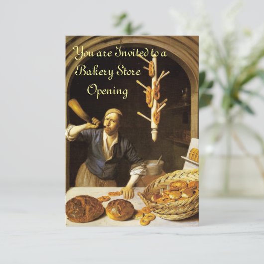 ANTIEK OVEN BAKERY BREAKFEAST PARTY RSVP KAART (Staand voorkant)