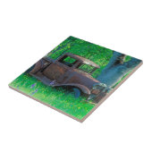 Antiek overbelaste vrachtwagen in een weide tegeltje (Zijkant)