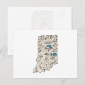 Antiek overzicht  staat Indiana  Afbeelding Map Briefkaart (Voorkant / Achterkant)