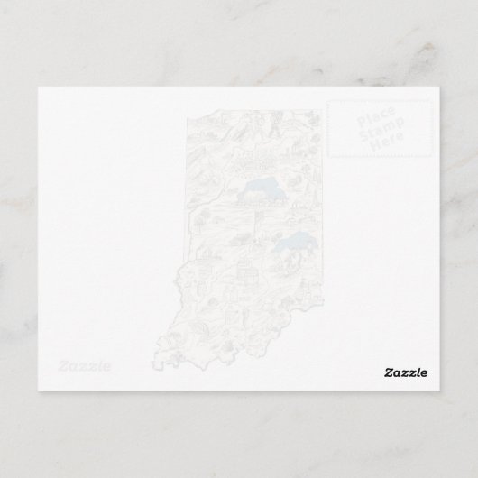 Antiek overzicht  staat Indiana  Afbeelding Map Briefkaart (Achterkant)